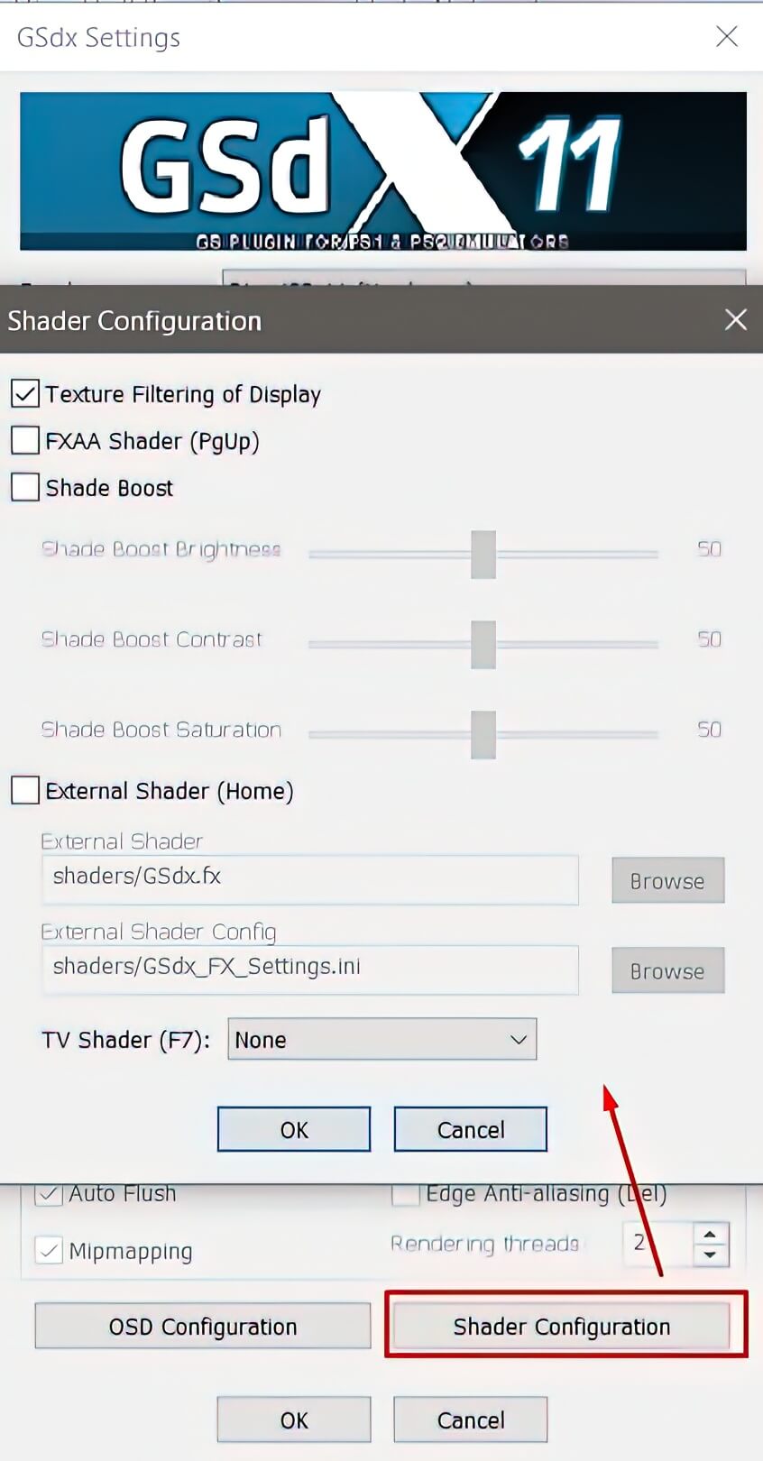 PCSX2 - Настройка Shader Configuration